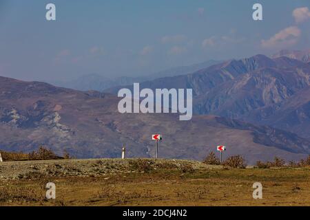 Layers of mountains during the day. Mountains of Azerbaijan Stock Photo