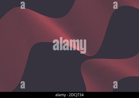 Abstract background made with repeated lines in wave abstraction. Simple, modern geometric vector art in pink and purple colors. Stock Photo