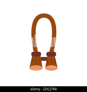 Binoculars with a string. Isolated icon vector illustration in flat style. Distance tracking tool Stock Vector