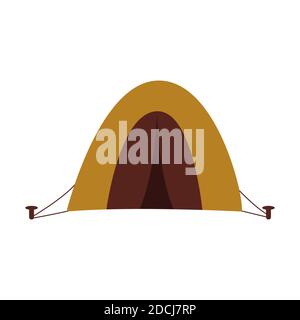 Camping tent. Isolated colorful vector illustration in flat style. Equipment for recreation in the forest Stock Vector