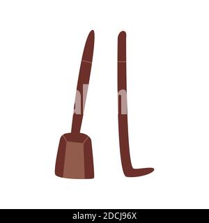 Dustpan and fireplace poker. Fireplace cleaning tool set. Hand drawn vector isolated illustration Stock Vector