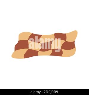 Patchwork warm blanket. Cozy plaid for comfort. Colorful vector isolated illustration in cartoon style Stock Vector
