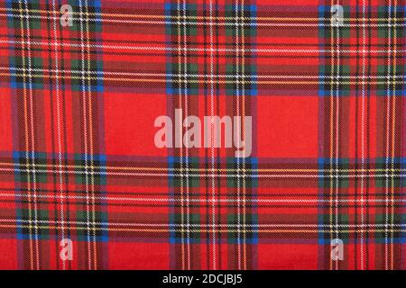 The texture of the checkered fabric - top view and a close-up of a piece of checkered tablecloth Stock Photo