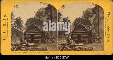 The First House, in the Yo Semite Valley, Cal., still image, Stereographs, 1850 - 1930, Reilly, John James (1839-1894 Stock Photo