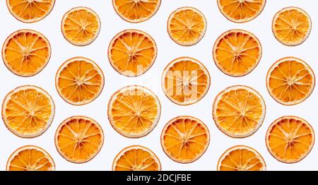 Orange slices seamless pattern on white background Stock Photo