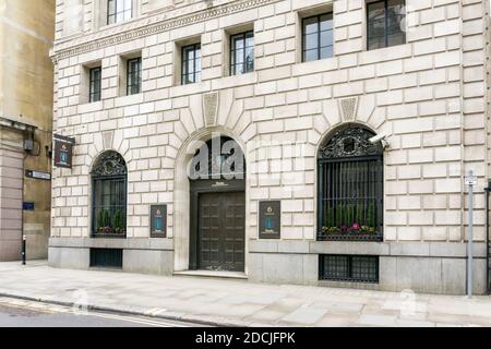 Premises of Persia International Bank plc in Lothbury, City of London. Stock Photo