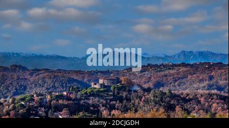 View on Gorizia in Italy From Sempeter in Slovenia With  Hills and Mountains in Background Stock Photo