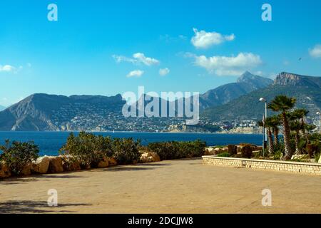 Toix and Mascarat from the Penon,de Ifach at the popular holiday destination of Calpe, on the Costa Blanca, Alicante, Spain Stock Photo