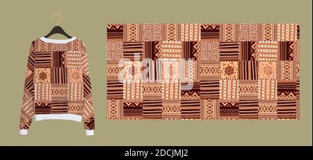 Trendy stylish print for fabrics and textiles. Seamless pattern in African style. Imitation of a tile. Clothing design. Stock Vector