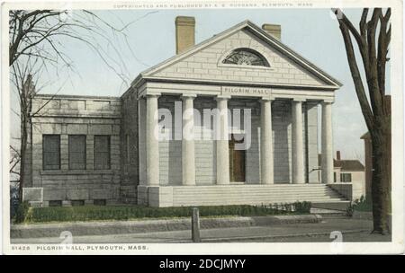 Pilgrim Hall, Plymouth, Mass., still image, Postcards, 1898 - 1931 Stock Photo