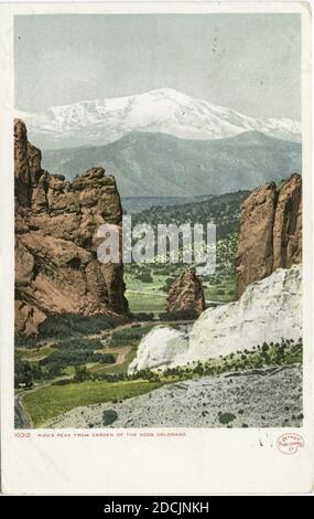 Pike's Peak from Garden of the Gods, Colorado, still image, Postcards, 1898 - 1931 Stock Photo