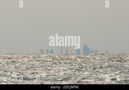 Toronto skyline on a hazy day shot across Lake Ontario Stock Photo