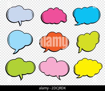 A set of comic speech balloons on transparent background. Vector Illustration. Stock Vector