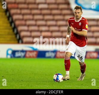 Oakwell Stadium, Barnsley, Yorkshire, UK. 21st Nov, 2020. English Football League Championship Football, Barnsley FC versus Nottingham Forest; Michael Sollbauer of Barnsley on the ball Credit: Action Plus Sports/Alamy Live News Stock Photo