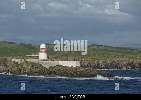 Rotten Island Lighthouse near Killybegs in County Donegal in Ireland. Stock Photo