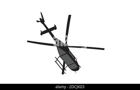 Flying helicopter silhouette drawing sketch vector Stock Vector