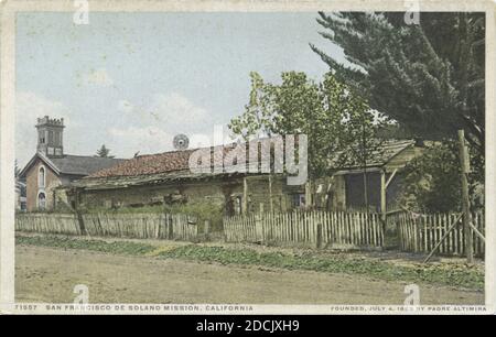 Mission San Francisco De Solano, California, still image, Postcards, 1898 - 1931 Stock Photo