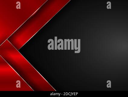 Abstract elegant red geometric overlap layers with stripe silver line and lighting on black background. Luxury style. Vector illustration Stock Vector
