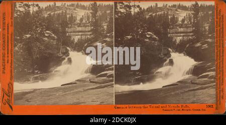 Cascade between the Vernal and Nevada Falls, Yosemite Valley, Mariposa County, Cal., still image, Stereographs, 1861 - 1873, Watkins, Carleton E. (1829-1916 Stock Photo