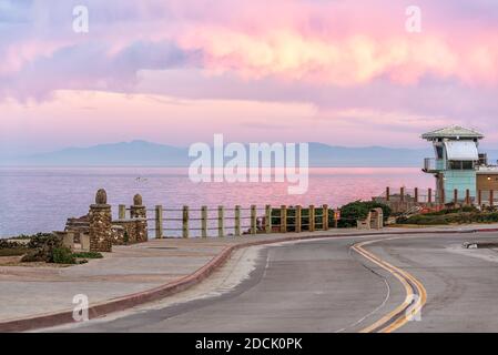 Coastal scene at sunrise on a November morning. La Jolla, California, USA. View is from Coast Blvd. Stock Photo