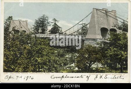 Old Chain Bridge, Newburyport, Mass., still image, Postcards, 1898 - 1931 Stock Photo