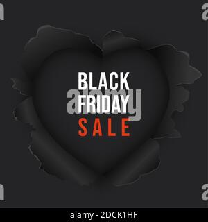 Black Friday sale background. Hole in black paper. Vector illustration Stock Vector