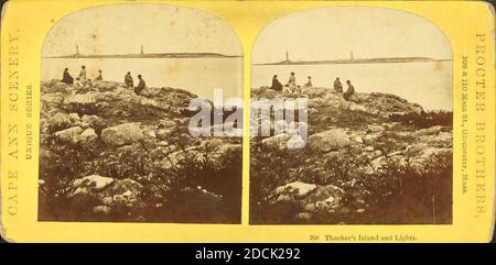 Thacher's Island and lights., still image, Stereographs, 1850 - 1930, Procter Brothers Stock Photo