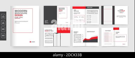 12 page catalog or Creative Business Brochure Set of Twelve Pages with colorful Infographic Elements and Floral Design Stock Vector