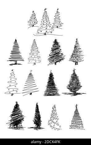Hand sketch Christmas tree. Vector illustration Stock Vector Image ...