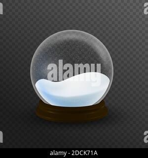 vector illustration of snow globe ball realistic new year chrismas object isolated on white with shadow. Stock Vector