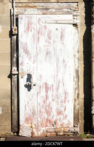 Old abandoned warehouse wall in natural light.  Amboy, Illinois. Stock Photo