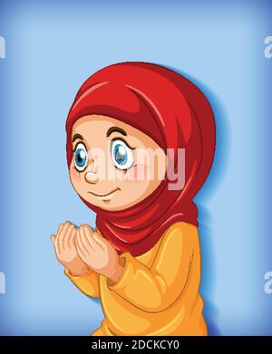 Muslim girl practice religion illustration Stock Vector