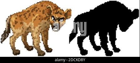 Hyena characters and its silhouette on white background illustration Stock Vector