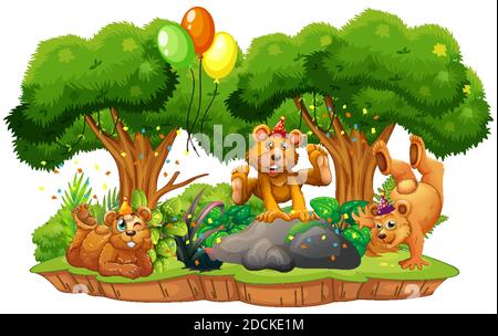 Safari scene with many bears in a cage car illustration Stock Vector ...