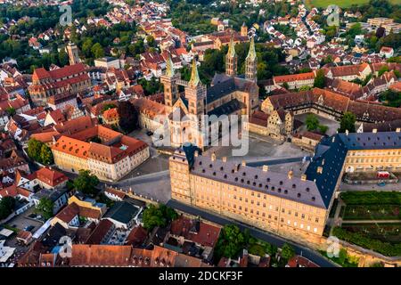 Aerial view, Bamberg Cathedral with new residence, Bamberg, Upper Franconia, Bavaria, Germany Stock Photo