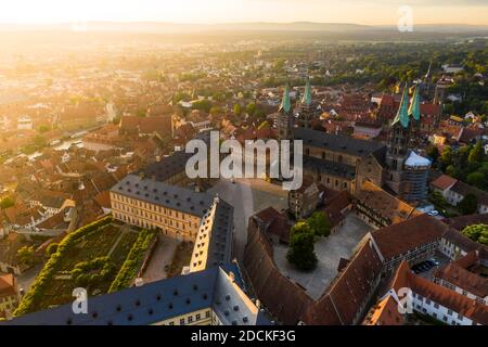 Aerial view, Bamberg Cathedral with new residence, Bamberg, Upper Franconia, Bavaria, Germany Stock Photo