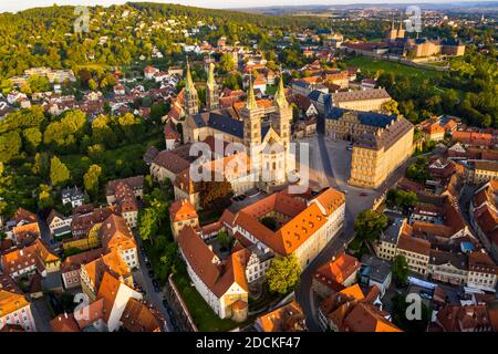 Aerial view, Bamberg Cathedral with new residence, Bamberg, Upper Franconia, Bavaria, Germany Stock Photo