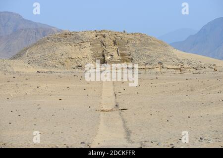 Ruins of Caral, oldest city in America, Unesco World Heritage Site, Rio Supe Valley, Peru Stock Photo
