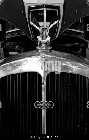 Oldtimer detail, AUTO UNION HORCH 853, in black and white Stock
