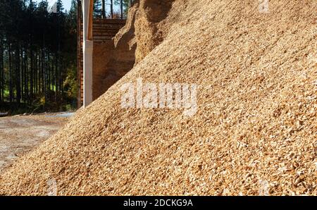 Wood chips, wood chips, background, wood chip depot, Austria Stock Photo