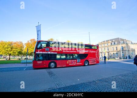 Stuttgart, Germany - October 2019 : Stuttgart Bus Tour : That bus will take you to many places. Stock Photo