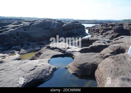 These rock reefs are all wonders of nature, the so-called Grand Canyon of Thailand. These arts of nature are located in Ubon Ratchatani, Thailand. Stock Photo