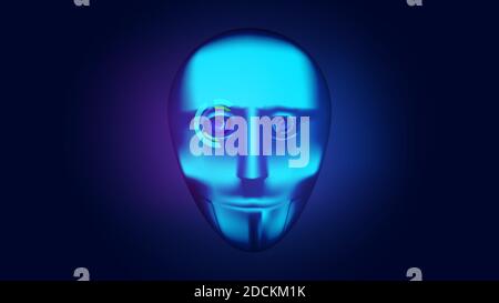 Cyborg face with digital eyes. Future technologies. Vector illustration. Stock Vector