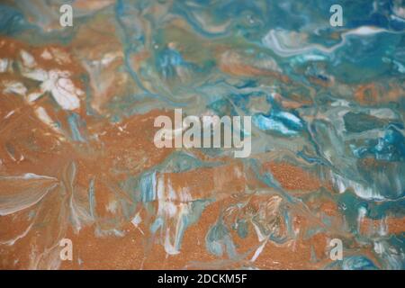 Marbled blue abstract background. Liquid marble pattern. Stock Photo