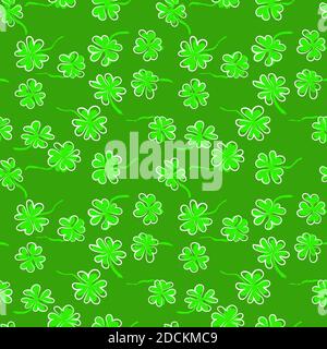 Clover seamless pattern. Grunge vector dry brush illustration. Stock Vector
