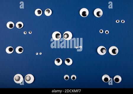 Various Pairs of Googly Eyes Isolated on White Background.