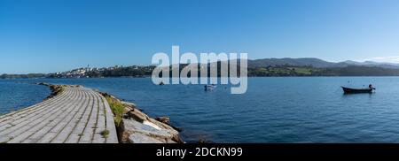 A panorama view of Castropol in Asturias across the Ribadeo River Stock Photo