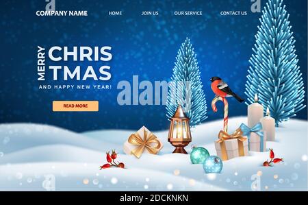 Happy New Year and Merry Christmas banner Stock Vector