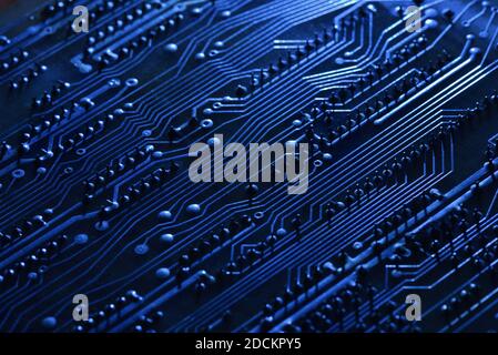 Abstract blue electronic circuit board background Stock Photo - Alamy