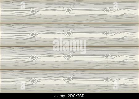 White wooden surface background.Black and white wood plank texture top view. Horizontal wood boards.Whitened timber pattern. Stock vector illustration Stock Vector